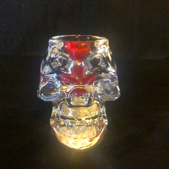 Skull votive candle holder heavy glass & large 5.5” L by 4” H; 3.5 lbs. MINT VTG - Picture 1 of 8